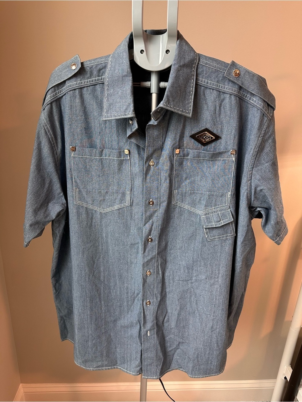 Vintage Y2K Coogi Denim Button Up Shirt 2XL Workwear Streetwear Hip Hop EUC